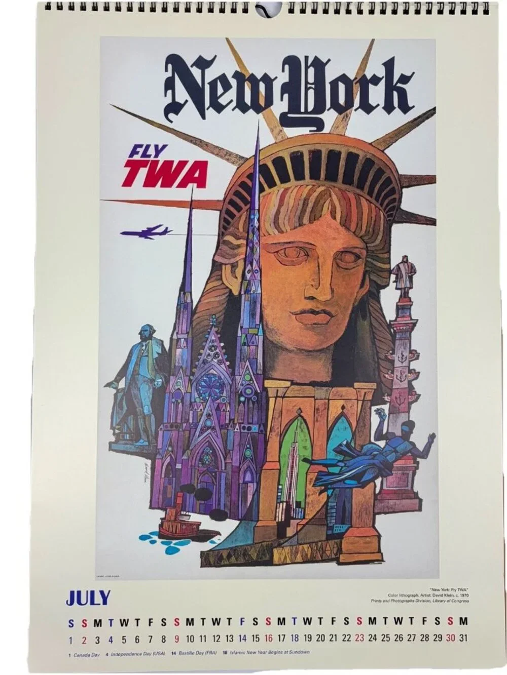 Historic Vintage Travel Poster Calendar Pan Am Queen Mary TWA NY Europe Vegas